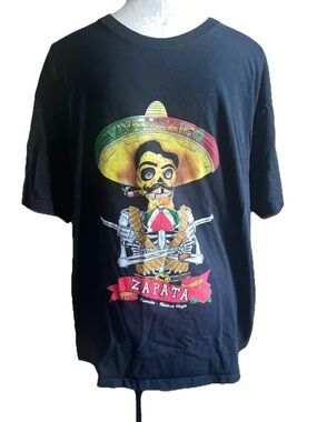 Expressate Vintage Viva Mexico Zapata Skeleton Graphic Tee Black XL